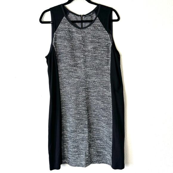 Eileen Fisher Black & White Tweed Panel Sheath Dress Size Large - Picture 2 of 8